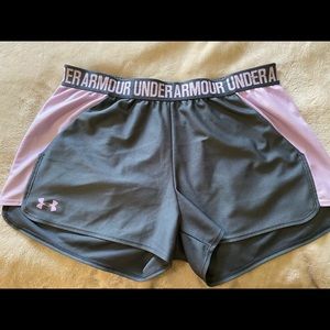 Under armor gray and purple shorts size large